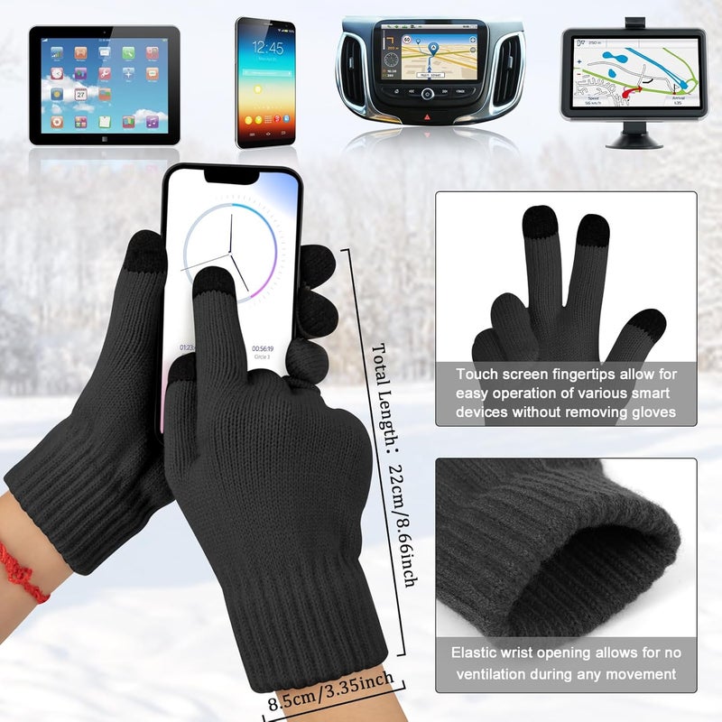 Darller Mens Winter Hats Scarf for Men with Touchscreen Gloves Warm Long Scaves and Skull Caps Beanie Hat Gloves Set - Image 4